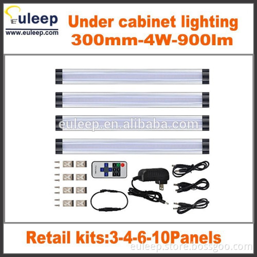 4 Panels- Warm White Dimmable LED Under Cabinet Lighting, Wireless RF Dimmer and Controller Included, Milk Cover